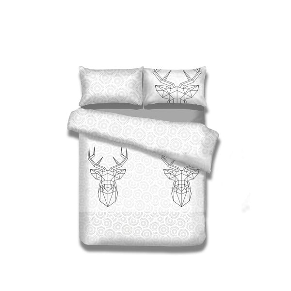 Bílé prodloužené bavlněné povlečení na jednolůžko 155x220 cm My Deer Friend – AmeliaHome