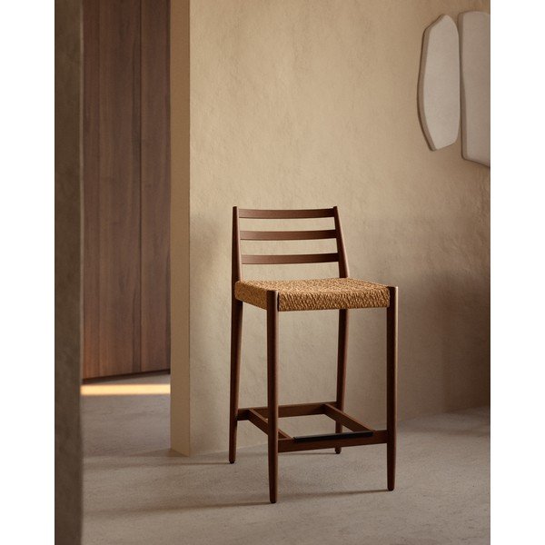 Hnědá/v přírodní barvě barová židle z dubového dřeva (výška sedáku 65 cm) Analy – Kave Home-image-1