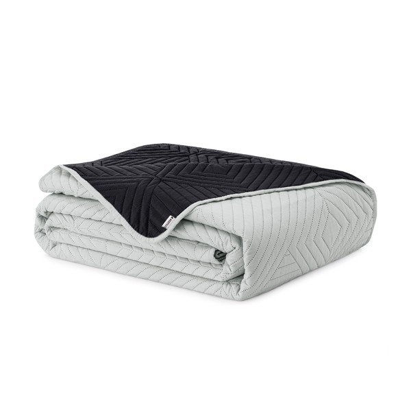 Černý/světle šedý prošívaný přehoz z mikrovlákna 240x260 cm Softa – Restilo