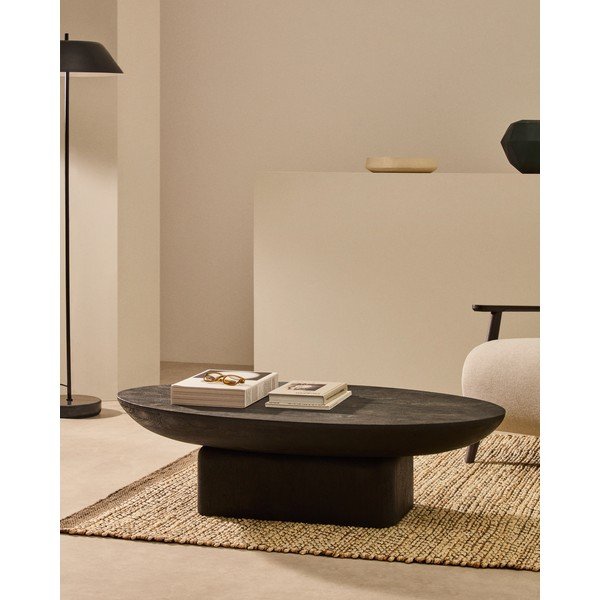 Černý konferenční stolek z masivu akácie 70x140 cm Ovak – Kave Home-image-1