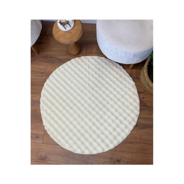 Krémový pratelný kulatý koberec ø 120 cm Bubbly – Oyo Concept-image-2