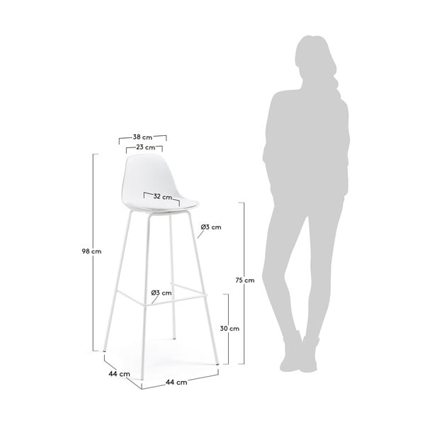 Bílá barová židle z imitace kůže (výška sedáku 75 cm) Brighter – Kave Home-image-4