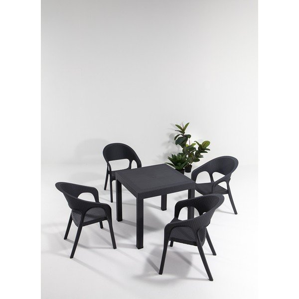 Antracitový zahradní jídelní set pro 4 Garden – Floriane Garden-image-1