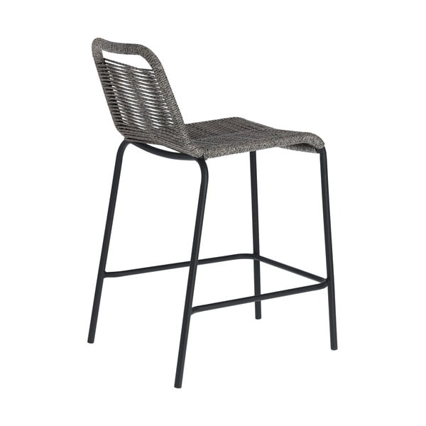 Šedá barová židle s ocelovou konstrukcí Kave Home Glenville, výška 62 cm-image-3