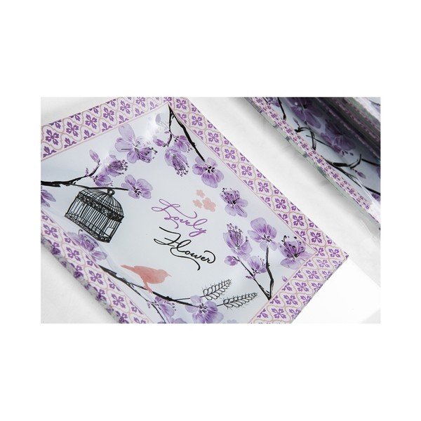 Bílo-fialová sada 6 dezertních talířků a talíře na dort Mezzo-image-1