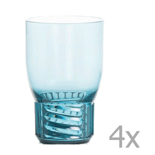 Sada 4 modrých transparentních sklenic Kartell Trama, 400 ml
