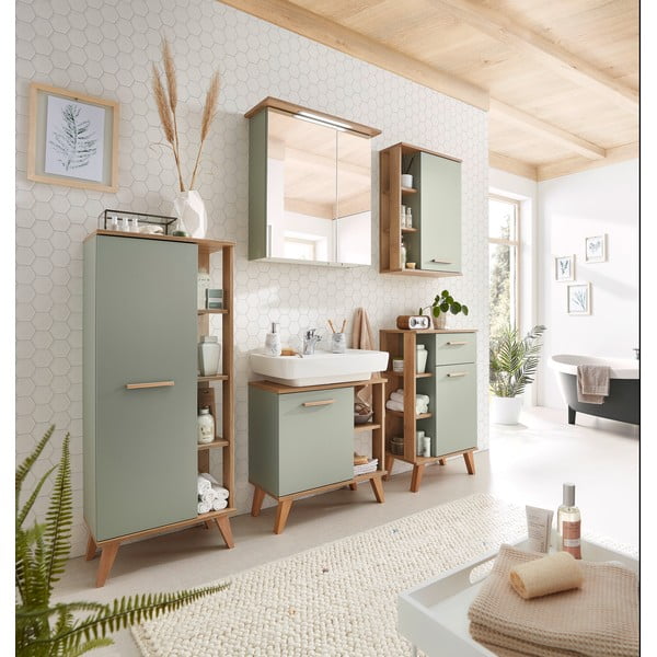 Zelená závěsná koupelnová skříňka v dekoru dubu 51x75 cm Set 963 - Pelipal-image-4