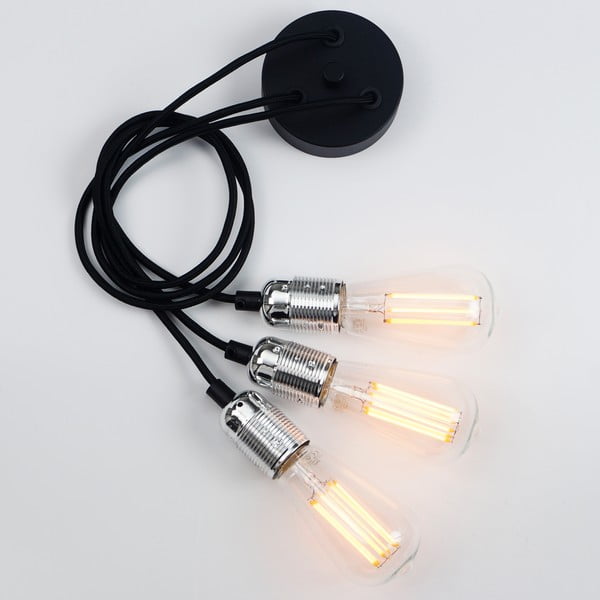 Černé tříramenné závěsné svítidlo s detaily ve stříbrné barvě Sotto Luce Uno-image-4