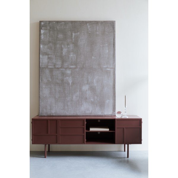 Červený kovový TV stolek 160x58x36 cm Davis – White Label-image-1