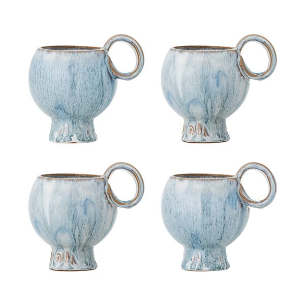 Světle modré šálky v sadě 4 ks na cappuccino z kameniny 250 ml Avonlea – Bloomingville