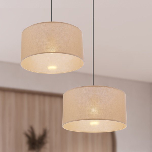 Béžové závěsné svítidlo s textilním stínidlem ø 40 cm Shanti – Candellux Lighting-image-2