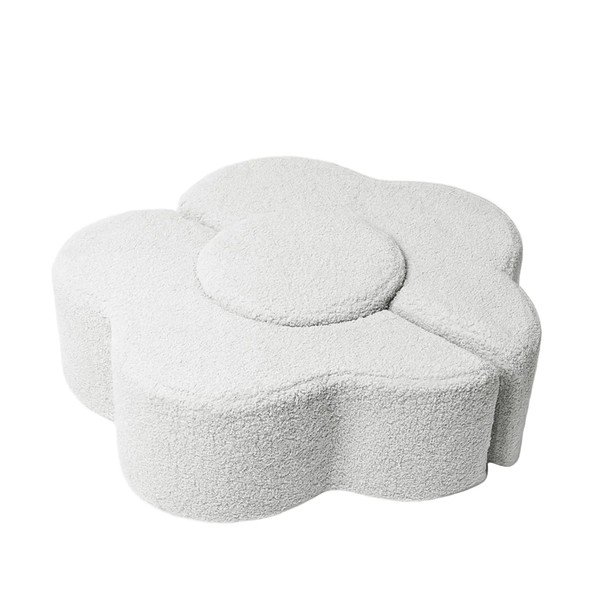 Bílé pěnové hřiště 3 ks z materiálu bouclé výška 27 cm 88x90 cm – Meowbaby-image-2