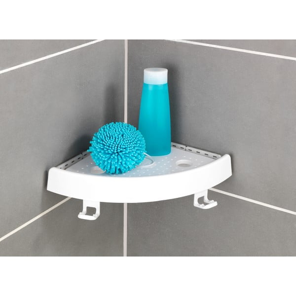 Bílá rohová samodržící plastová koupelnová polička Quick-Fit – Allstar-image-4
