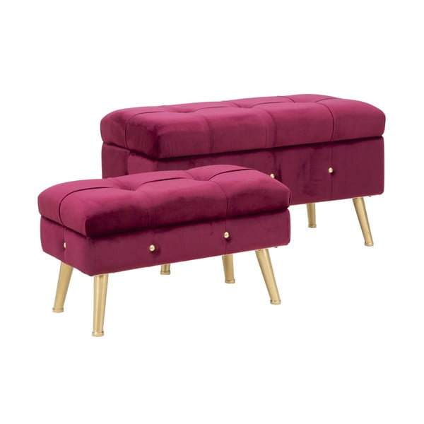 Set lavice a podnožky s úložným prostorem ve vínově červené barvě Mauro Ferretti Blam