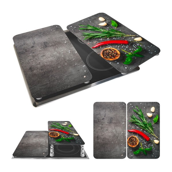 Kryty na sporák v sadě 2 ks z tvrzeného skla 52x30 cm Rosemary - Maximex-image-3