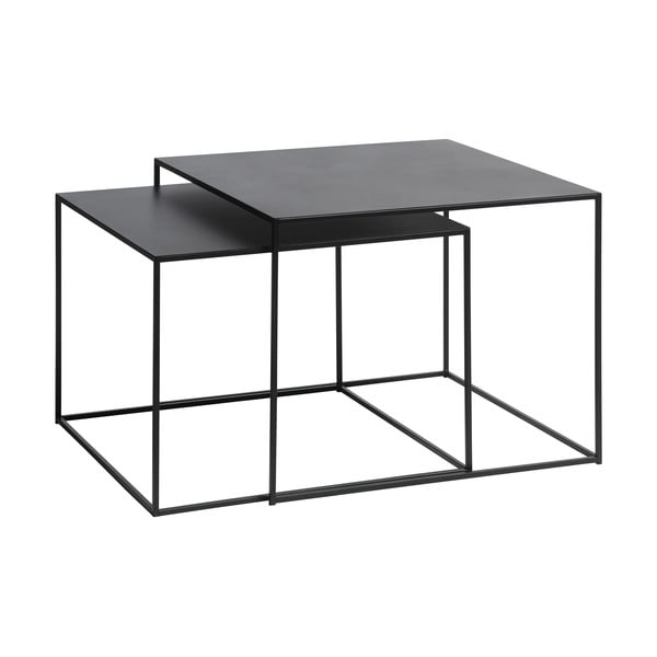 Černé kovové konferenční stolky v sadě 2 ks 65x65 cm Pebble – Unique Furniture