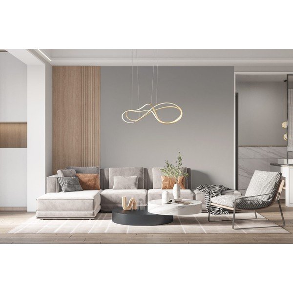 LED závěsné svítidlo s kovovým stínidlem  ve zlaté barvě Nala – Trio Select-image-2