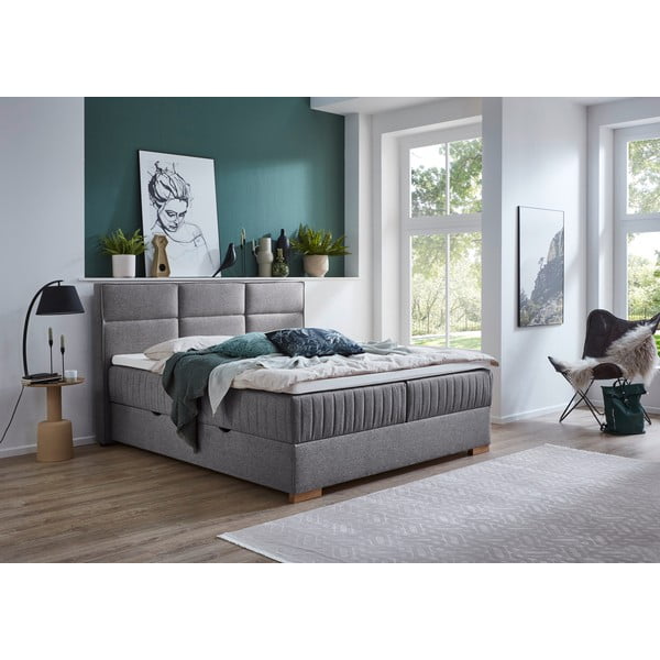 Šedá boxspring postel s úložným prostorem 160x200 cm Tambo – Meise Möbel-image-1