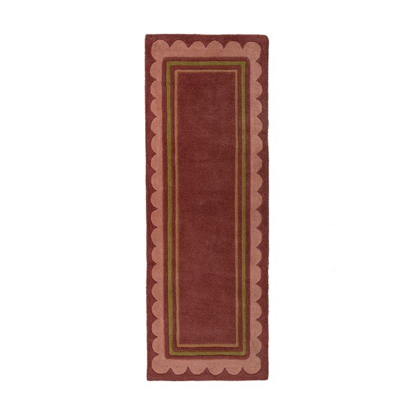 Vínový ručně tkaný vlněný běhoun 80x230 cm Lois – Flair Rugs