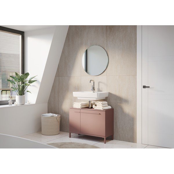 Hnědá matná skříňka pod umyvadlo 80x59 cm Laurino – Germania-image-1