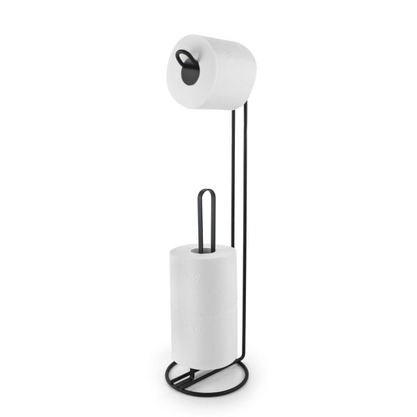 Černý stojan na toaletní papír s držákem Metaltex Origin-image-2