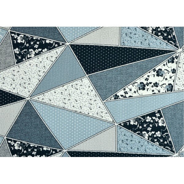 Bílo-modré krepové prodloužené povlečení na dvoulůžko 200x220 cm Triangle -image-1