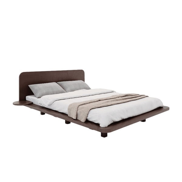 Tmavě hnědá dvoulůžková postel z bukového dřeva 180x200 cm Japandic – Skandica
