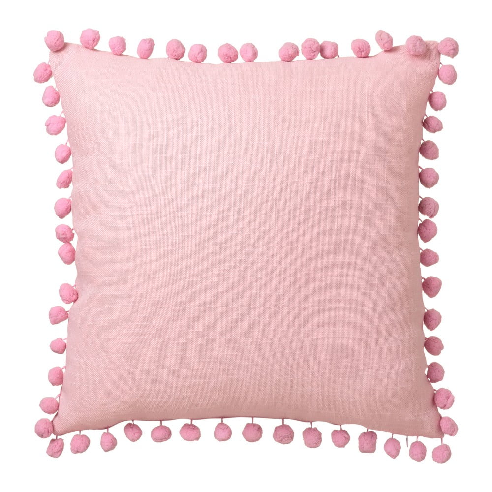 Růžový polštář Unimasa Pompon, 45 x 45 cm