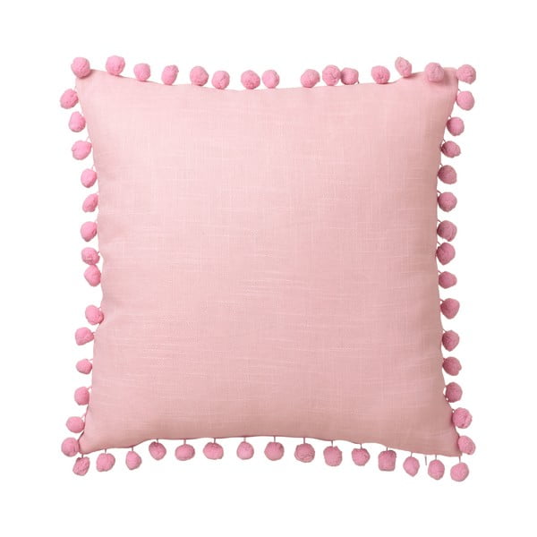 Růžový polštář Unimasa Pompon, 45 x 45 cm