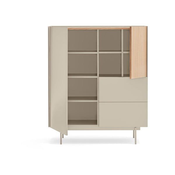 Vysoká komoda v dekoru dubu v béžovo-přírodní barvě 100x120 cm Otto – Teulat-image-3