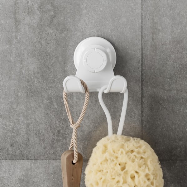 Bílý samodržící háček z recyklovaného plastu Flex Adhesive – Umbra-image-2