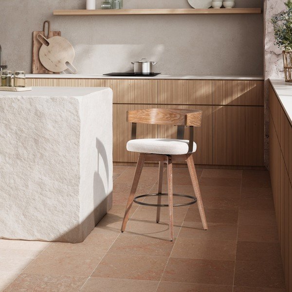 Krémové/v přírodní barvě čalouněné barové židle v sadě 2 ks s područkami Ilia – MOME-image-2