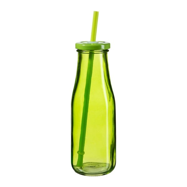 Zelená lahev s víčkem a brčkem SUMMER FUN II BUNT, 440 ml