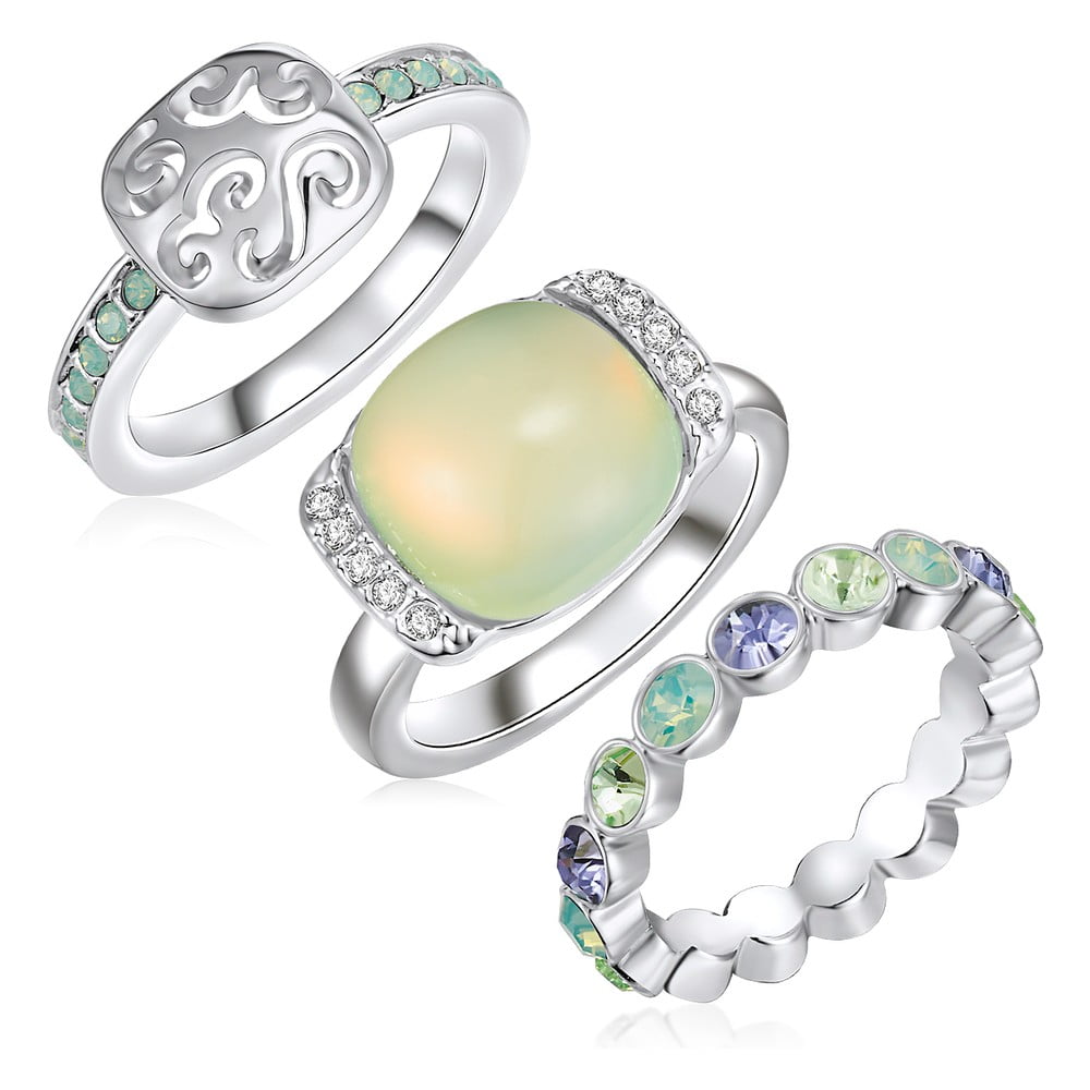 Sada 3 prstenů s krystaly Swarovski Lilly & Chloe Océane, vel. 50