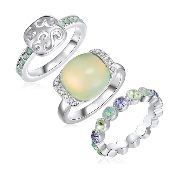 Sada 3 prstenů s krystaly Swarovski Lilly & Chloe Océane, vel. 56
