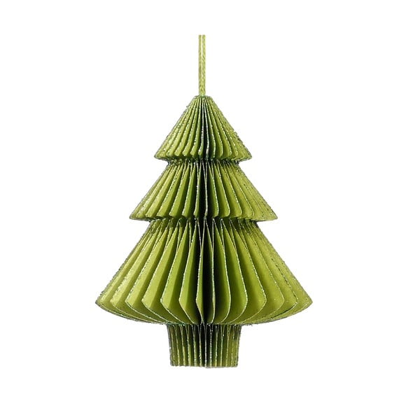Zelená papírová vánoční ozdoba ve tvaru stromu Only Natural, délka 10 cm
