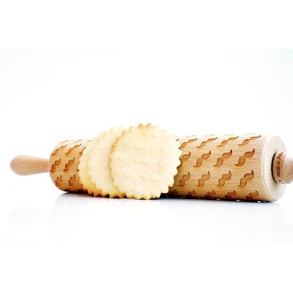 Dřevěný embosovaný váleček na těsto Valek Mustache-image-3