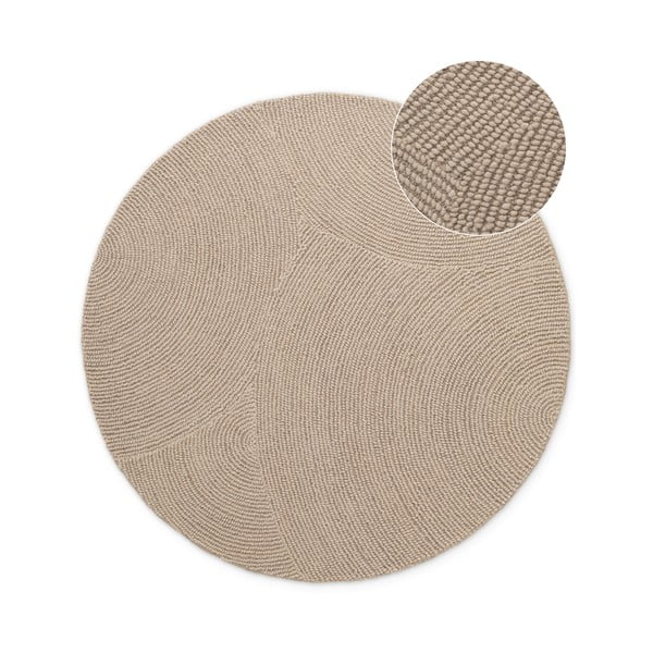 Béžový ručně tkaný vlněný kulatý koberec ø 120 cm Eleni Light Beige – Hanse Home