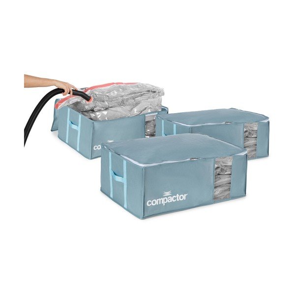 Vakuové plastové úložné boxy na oblečení v sadě 3 ks 65x45x27 cm Blue Edition – Compactor-image-4