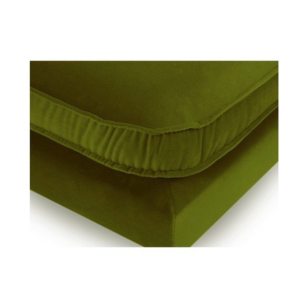 Zelená sametová podnožka s černými nohami Kooko Home Lento-image-3