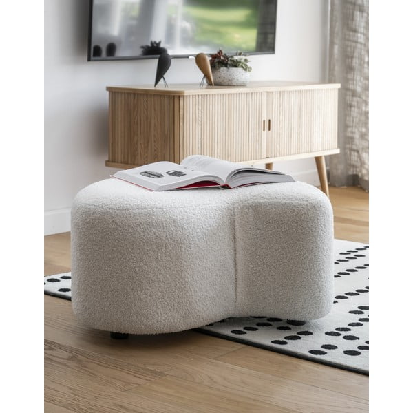 Bílý taburet z textilie bouclé Miuf – Miuform-image-1