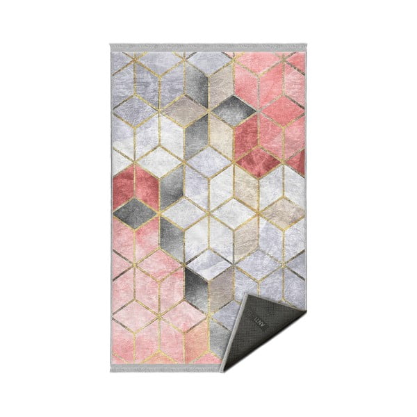 Šedo-růžový pratelný koberec běhoun 80x200 cm – Mila Home