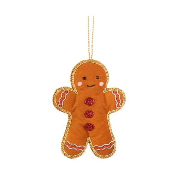 Textilní ručně vyrobená vánoční ozdoba 10 cm Gingerbread – Sass & Belle