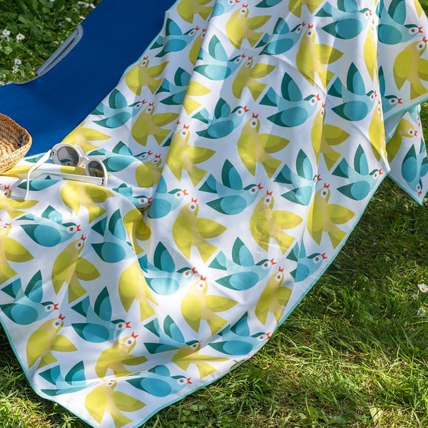 Žluto-modrá osuška z mikrovlákna Rex London Love Birds, 70 x 150 cm-image-1