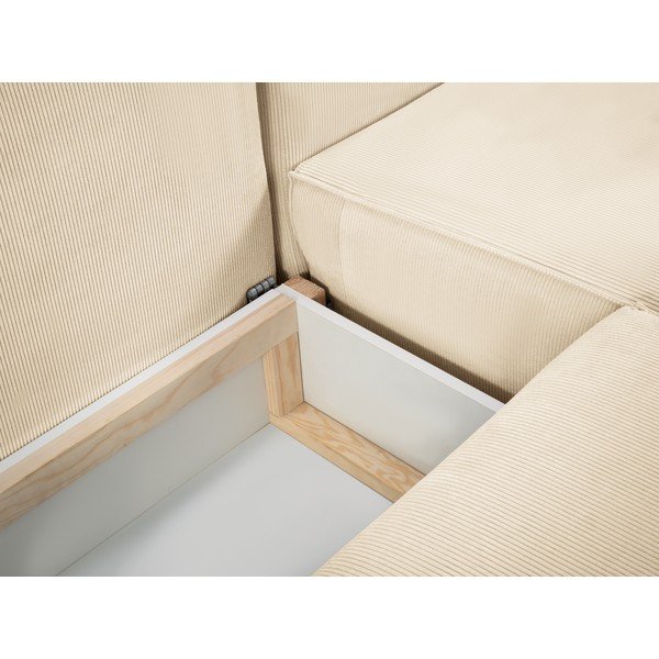 Béžová manšestrová rozkládací pohovka do "U" Mazzini Sofas Azalea-image-1