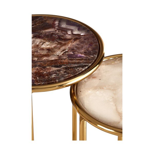 Kulaté odkládací stolky v sadě 2 ks s deskou z kamene ø 31 cm Vita – Premier Housewares-image-4