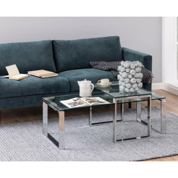 Konferenční stolky ve stříbrné barvě v sadě 2 ks Katrine - Actona-image-1