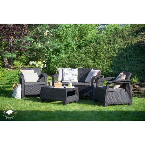 Tmavě šedý zahradní lounge set pro 4 Corfu – Keter-image-1