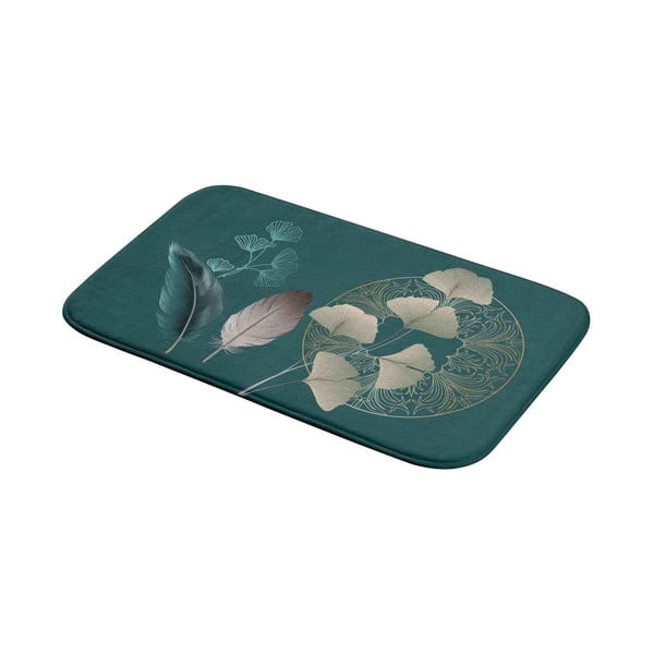 Tyrkysová koupelnová předložka 45x75 cm Ginkoblue – douceur d'intérieur-image-2