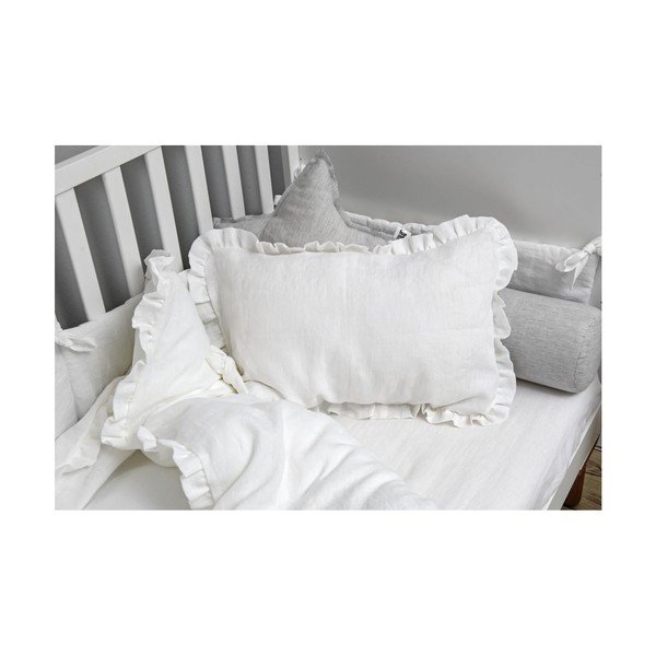 Bílé dětské lněné prostěradlo BELLAMY Snow White, 90 x 200 cm-image-2